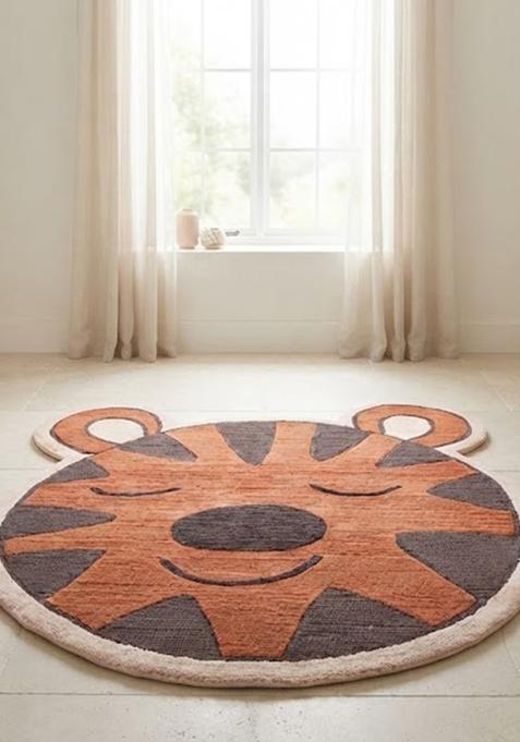 Saffron Rugs Hand Tufted Cotton Bath Mat | Orange Brown Bear | Anti Slip Backing | Casual Kids Mats Bathroom Rug