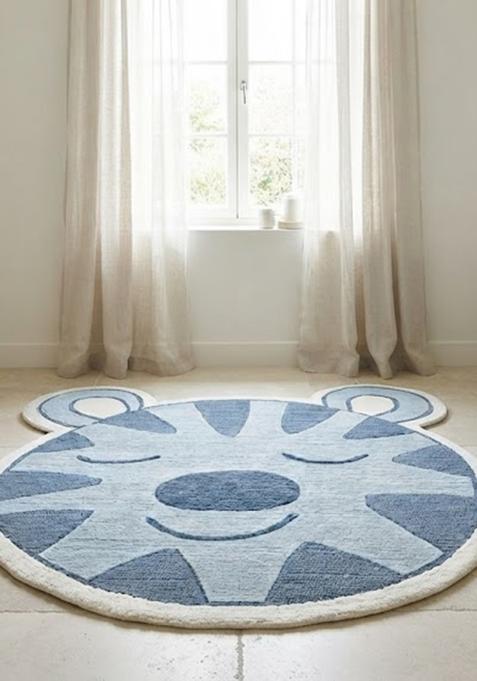 Saffron Rugs Hand Tufted Cotton Bath Mat | Light Blue Bear | Anti Slip Backing | Casual Kids Mats Bathroom Rug