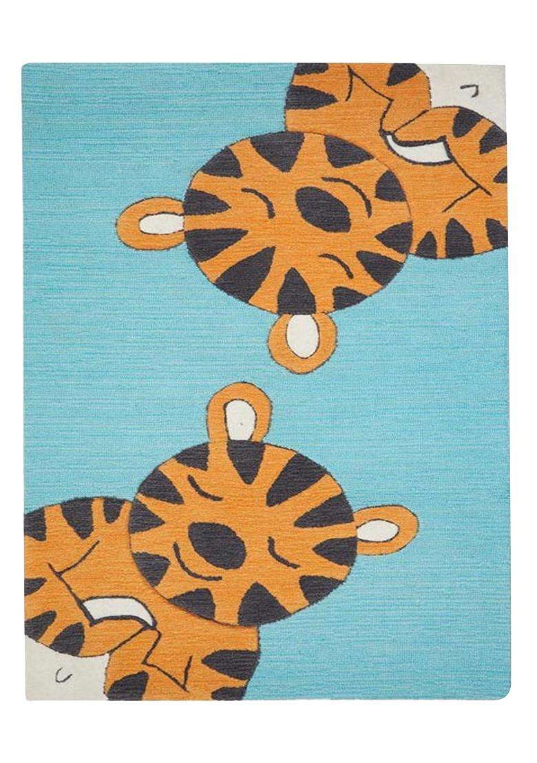 Saffron Rugs Hand Tufted Cotton Bath Mat | Teal Blue Rectangular | Anti Slip Backing | Casual Kids Mats Bathroom Rug - Indya