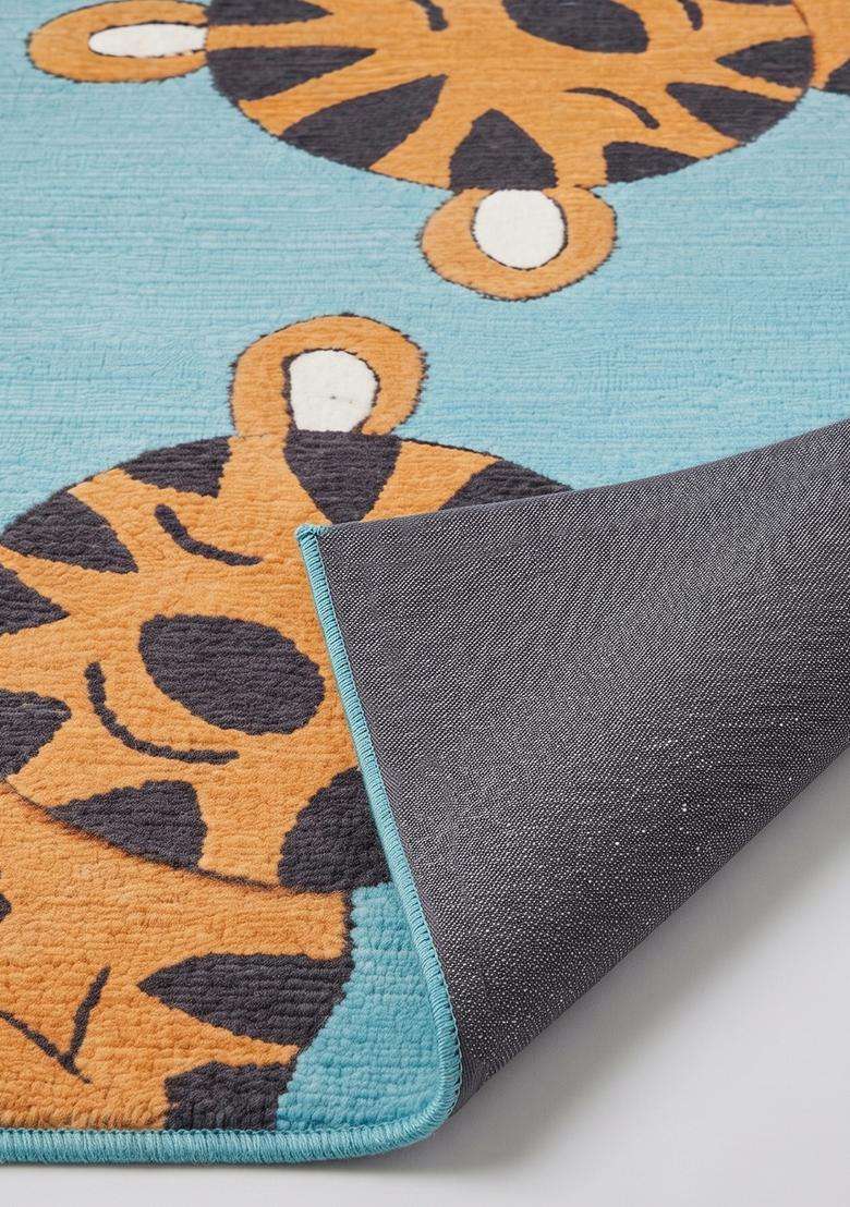 Saffron Rugs Hand Tufted Cotton Bath Mat | Teal Blue Rectangular | Anti Slip Backing | Casual Kids Mats Bathroom Rug - Indya