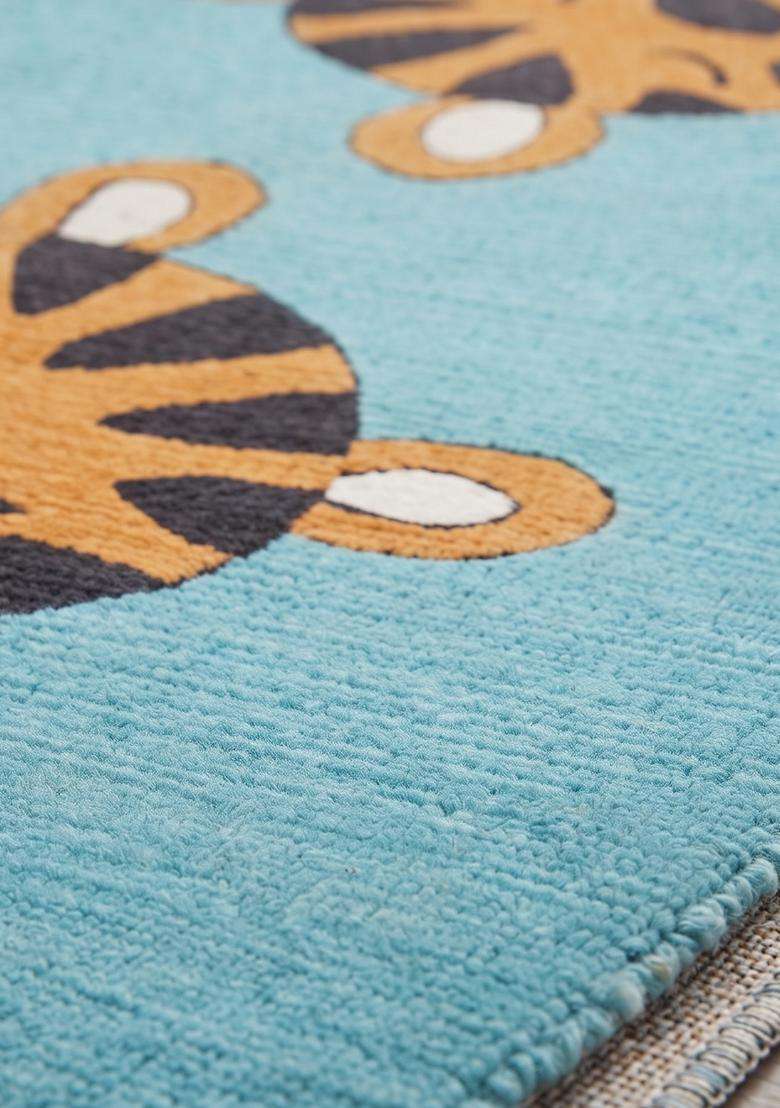 Saffron Rugs Hand Tufted Cotton Bath Mat | Teal Blue Rectangular | Anti Slip Backing | Casual Kids Mats Bathroom Rug - Indya