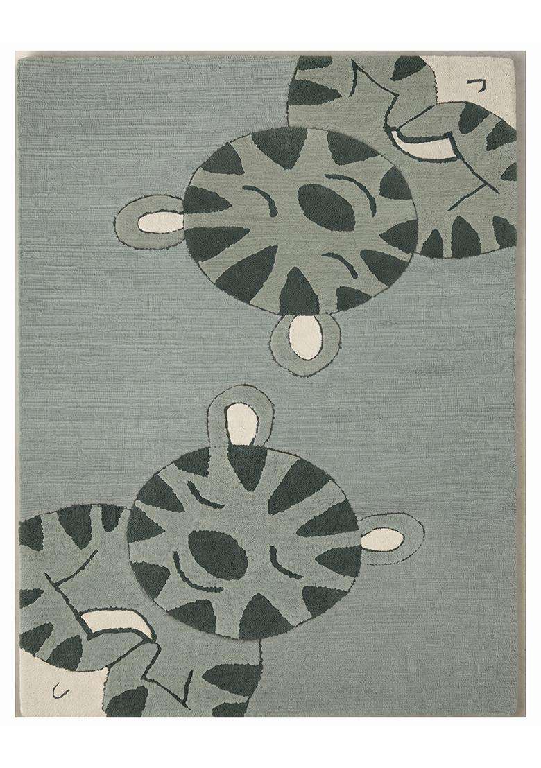Saffron Rugs Hand Tufted Cotton Bath Mat | Sage Green Rectangular | Anti Slip Backing | Casual Kids Mats Bathroom Rug - Indya