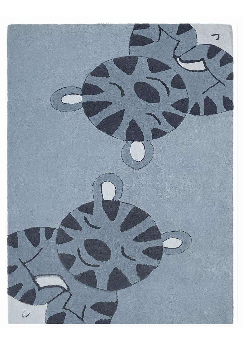 Saffron Rugs Hand Tufted Cotton Bath Mat | Blue Grey Rectangular | Anti Slip Backing | Casual Kids Mats Bathroom Rug - Indya