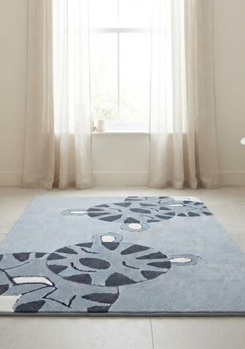 Saffron Rugs Hand Tufted Cotton Bath Mat | Blue Grey Rectangular | Anti Slip Backing | Casual Kids Mats Bathroom Rug