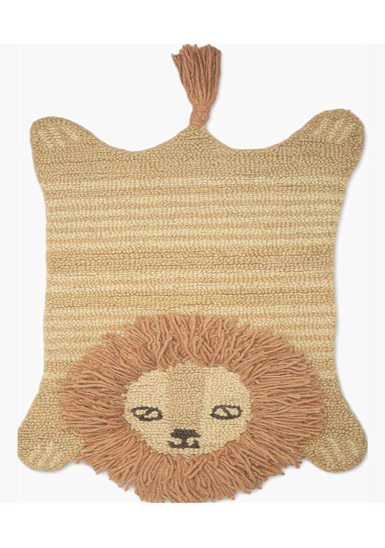 Saffron Rugs Hand Tufted Cotton Bath Mat | Beige Brown Bear | Anti Slip Backing | Casual Kids Mats Bathroom Rug - Indya