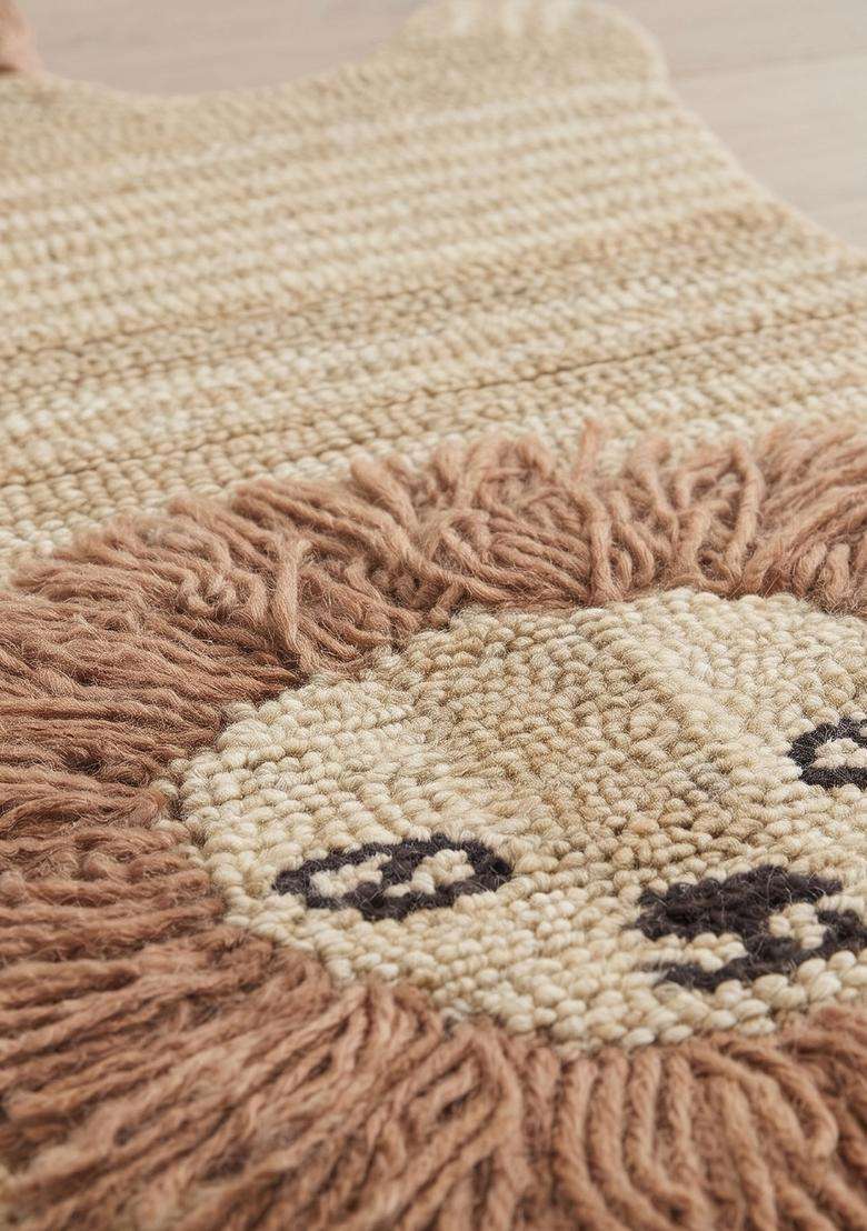 Saffron Rugs Hand Tufted Cotton Bath Mat | Beige Brown Bear | Anti Slip Backing | Casual Kids Mats Bathroom Rug - Indya