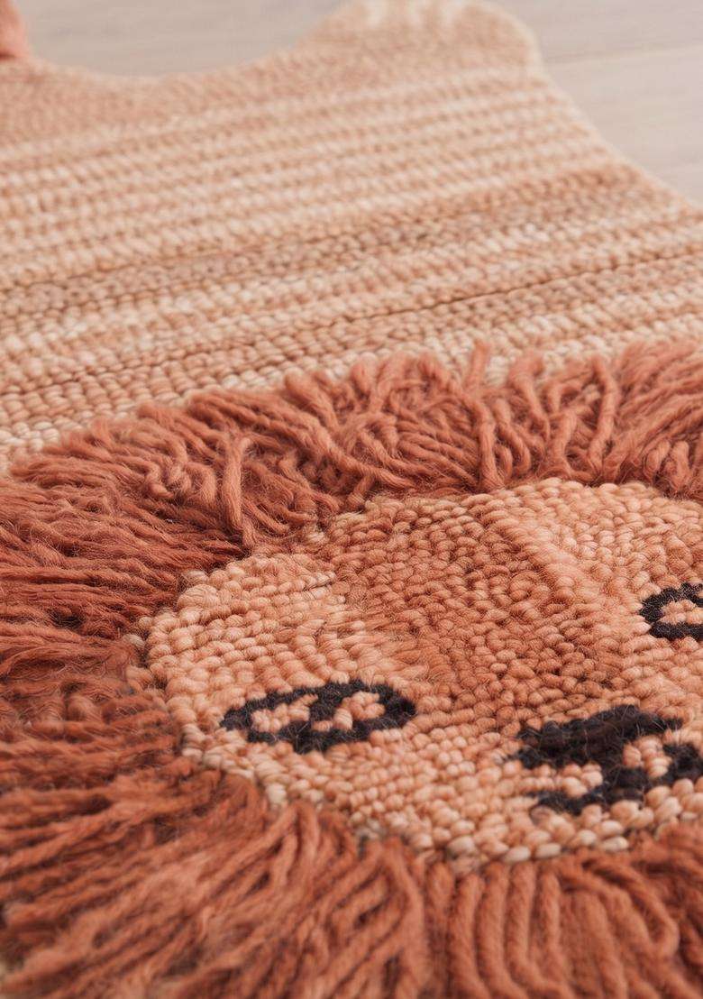 Saffron Rugs Hand Tufted Cotton Bath Mat | Terracotta Peach Bear | Anti Slip Backing | Casual Kids Mats Bathroom Rug - Indya