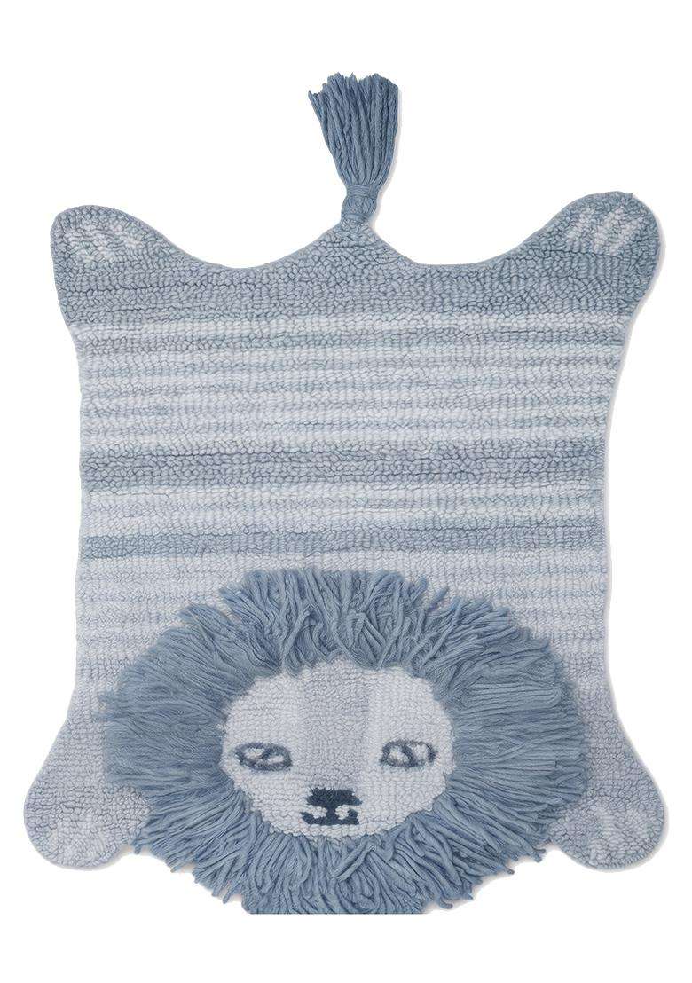 Saffron Rugs Hand Tufted Cotton Bath Mat | Steel Blue Bear | Anti Slip Backing | Casual Kids Mats Bathroom Rug - Indya