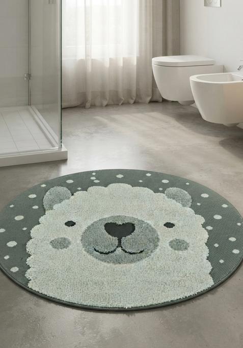 Saffron Rugs Hand Tufted Cotton Bath Mat | Sage Green Round | Anti Slip Backing | Casual Kids Mats Bathroom Rug
