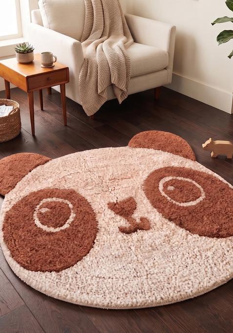 Saffron Rugs Hand Tufted Cotton Bath Mat | Blush Pink Bear | Anti Slip Backing | Casual Kids Mats Bathroom Rug