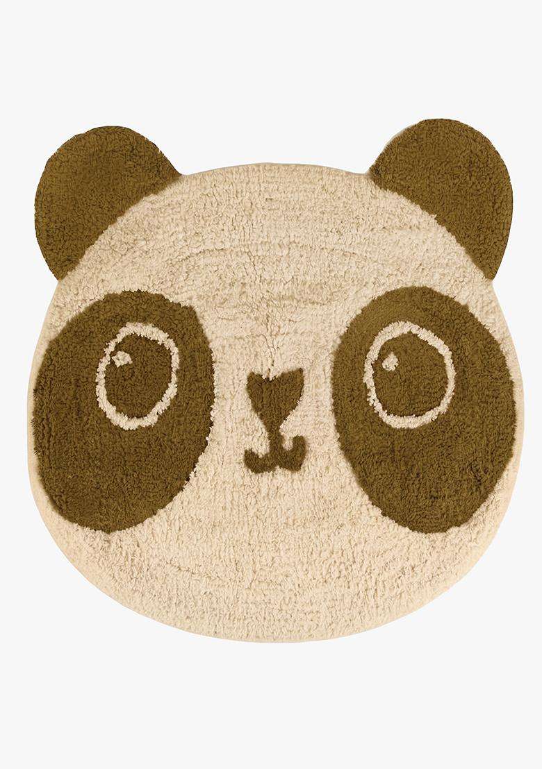 Saffron Rugs Hand Tufted Cotton Bath Mat | Cream and Brown Bear | Anti Slip Backing | Casual Kids Mats Bathroom Rug - Indya