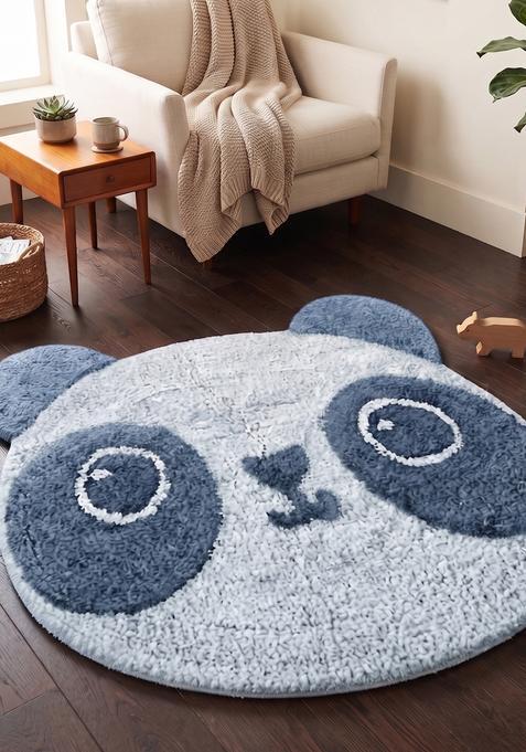 Saffron Rugs Hand Tufted Cotton Bath Mat | Light Blue Grey Bear | Anti Slip Backing | Casual Kids Mats Bathroom Rug