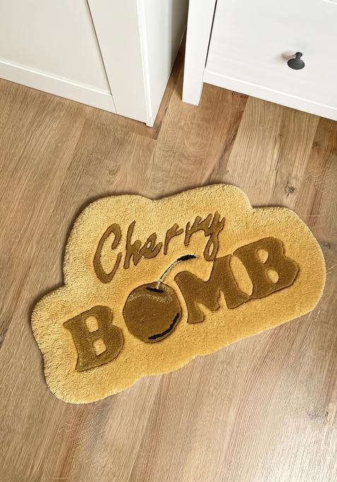 Saffron Rugs Hand Tufted Cotton Bath Mat | Mustard Yellow Scalloped | Anti Slip Backing | Contemporary Typography BATHMATS Bathroom Rug