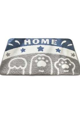 Saffron Rugs Hand Tufted Cotton Bath Mat | Grey Blue Rectangular | Anti Slip Backing | Casual Typography BATHMATS Bathroom Rug