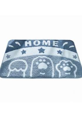 Saffron Rugs Hand Tufted Cotton Bath Mat | Slate Blue Rectangular | Anti Slip Backing | Casual Typography BATHMATS Bathroom Rug