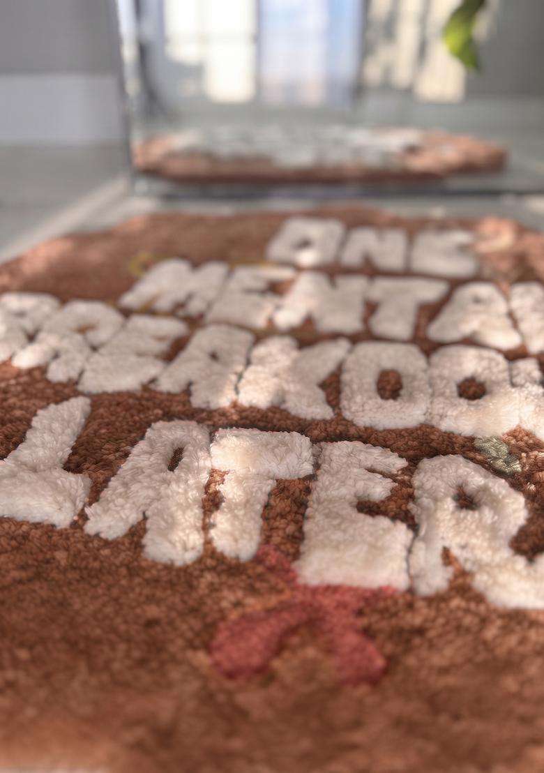 Saffron Rugs Hand Tufted Cotton Bath Mat | Brown Rust Scalloped | Anti Slip Backing | Eclectic Typography BATHMATS Bathroom Rug - Indya