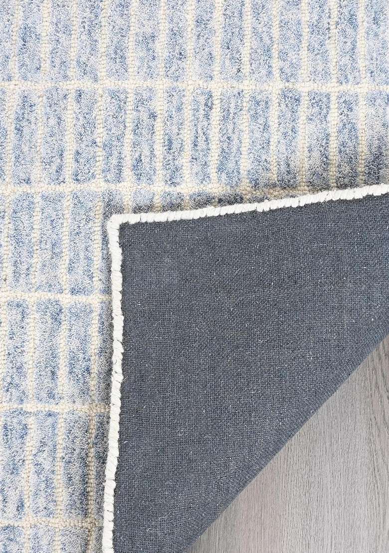 Saffron Rugs Light Blue Contemporary Geometric Hand Tufted Wool Rectangular Rug - Indya