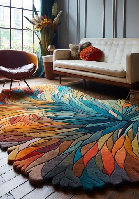 Saffron Rugs Hand Tufted 100% Wool Area Rug | Brick Red Rectangular Rug | Cotton Backing | Contemporary Geometric Carpet for Living Room