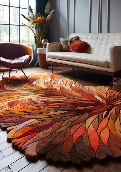 Saffron Rugs Hand Tufted 100% Wool Area Rug | Red Rectangular Rug | Cotton Backing | Contemporary Geometric Carpet for Living Room