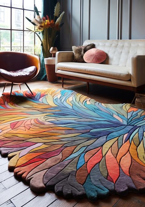Saffron Rugs Hand Tufted 100% Wool Area Rug | Blue and White Rectangular Rug | Cotton Backing | Contemporary Geometric Carpet for Living Room