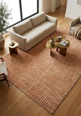 Saffron Rugs Hand Tufted 100% Wool Area Rug | Terracotta Orange Rectangular Rug | Cotton Backing | Contemporary Geometric Carpet for Living Room