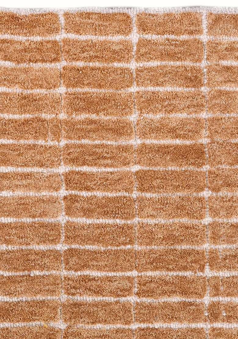 Saffron Rugs Terracotta Orange Contemporary Geometric Hand Tufted Wool Rectangular Rug - Indya