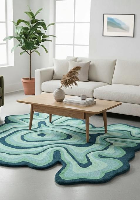 Saffron Rugs Hand Tufted 100% Wool Area Rug | Ivory Cream Rectangular Rug | Cotton Backing | Contemporary Geometric Carpet for Living Room