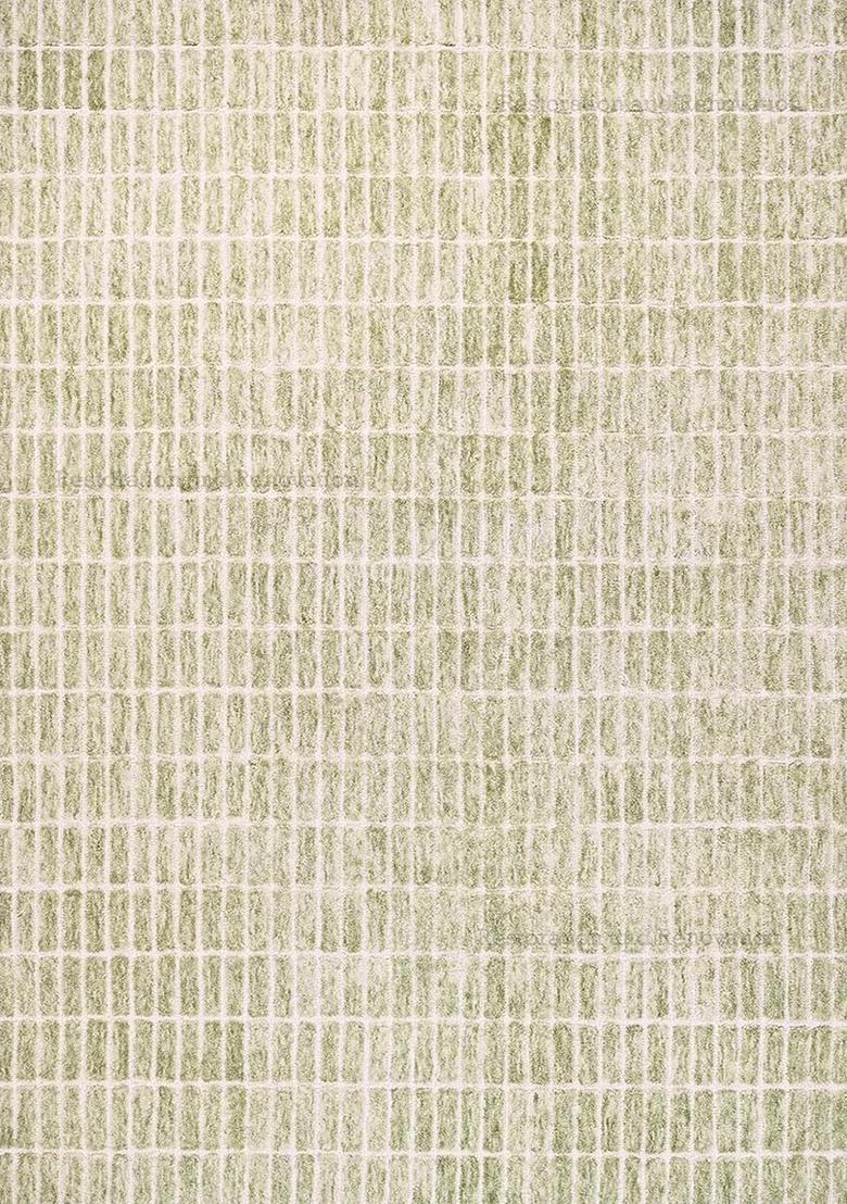 Saffron Rugs Hand Tufted 100% Wool Area Rug | Sage Green Rectangular Rug | Cotton Backing | Contemporary Geometric Carpet for Living Room - Indya