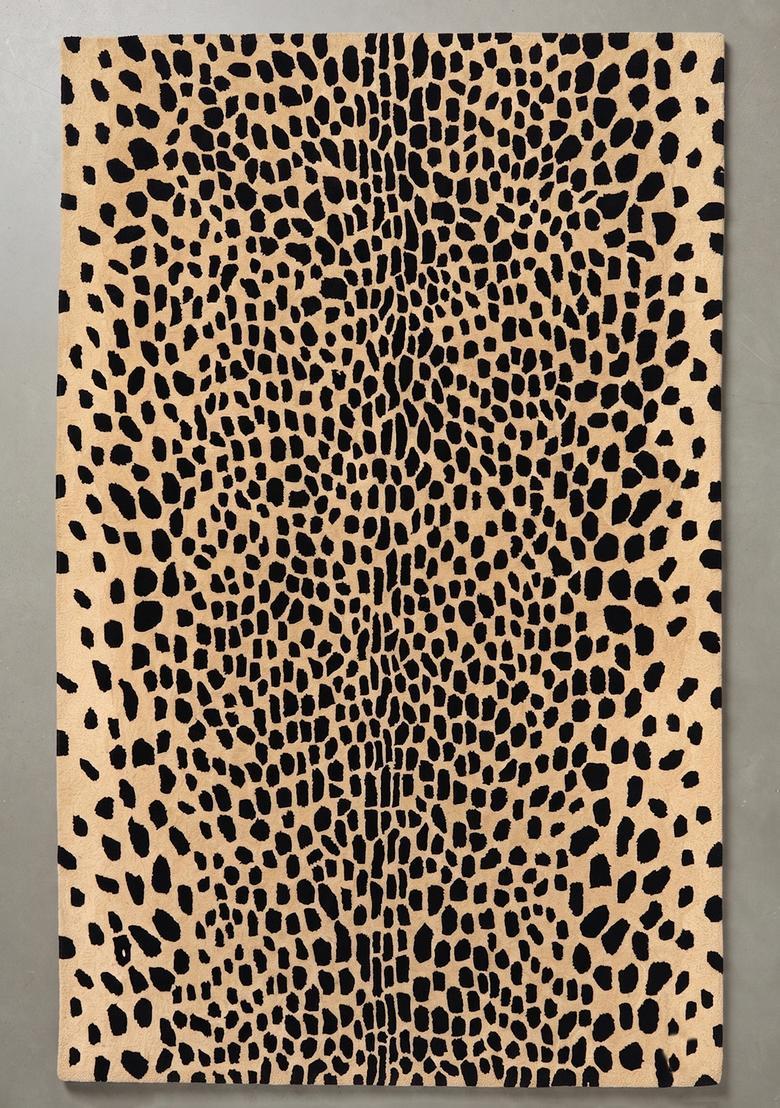 Saffron Rugs Hand Tufted 100% Wool Area Rug | Tan Beige Rectangular Rug | Cotton Backing | Contemporary Animal Print Carpet for Living Room - Indya