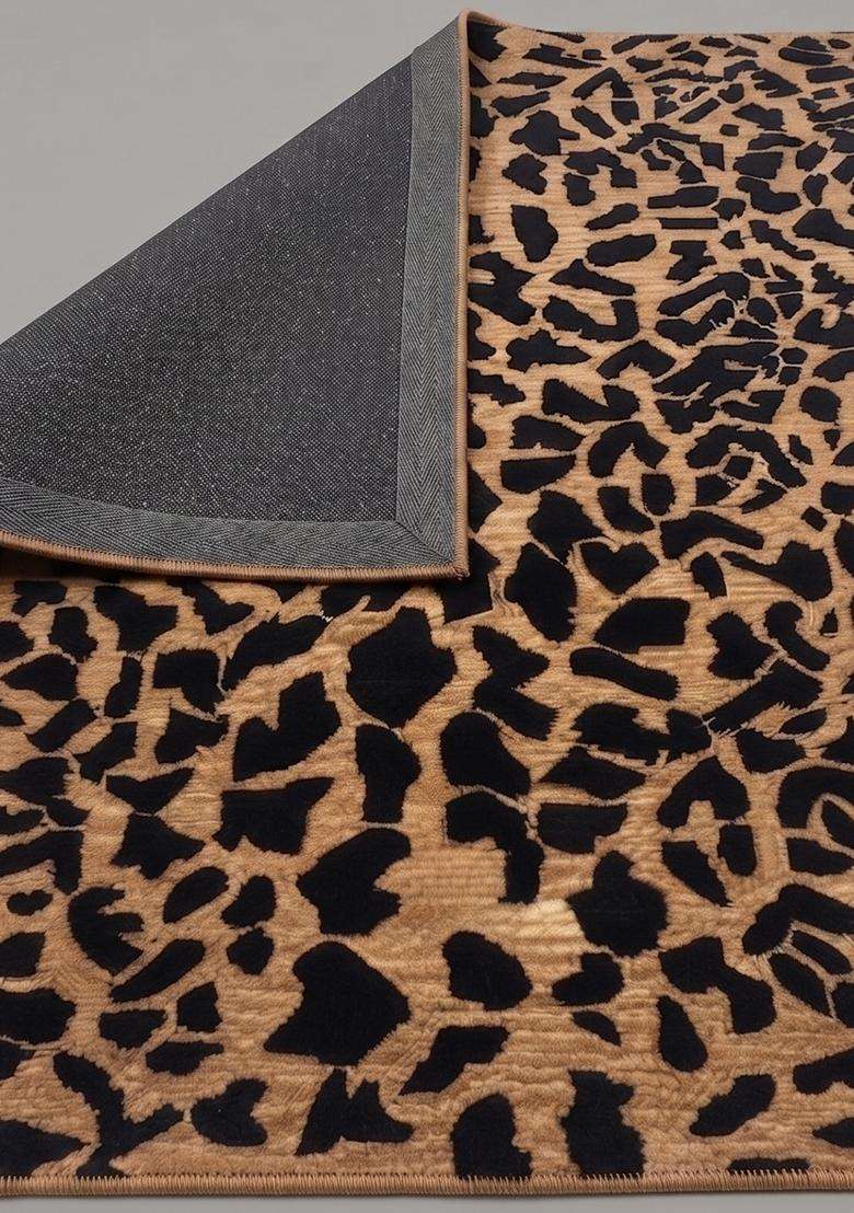 Saffron Rugs Tan Brown Contemporary Animal Print Hand Tufted Wool Rectangular Rug - Indya