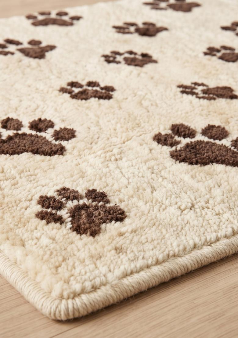 Saffron Rugs Hand Tufted 100% Wool Area Rug | Cream Beige Rectangular Rug | Cotton Backing | Casual Animal Print Carpet for Living Room - Indya