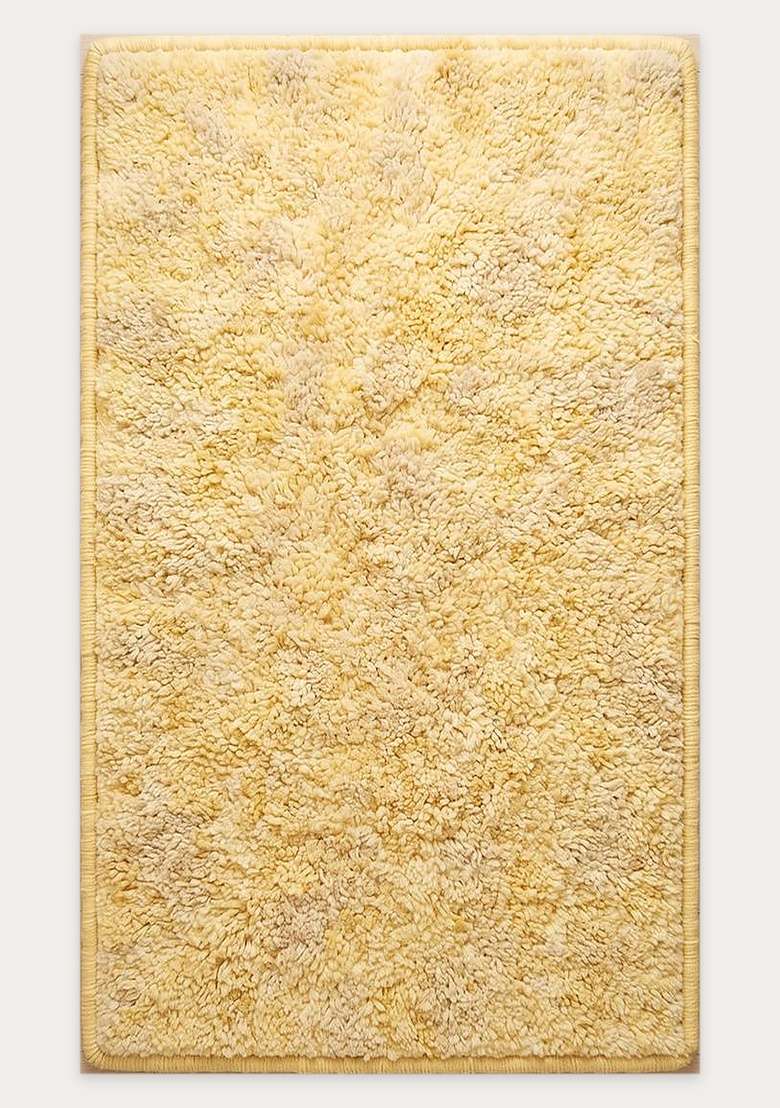Saffron Rugs Hand Tufted 100% Wool Area Rug | Light Yellow Rectangular Rug | Cotton Backing | Shag Solid Carpet for Living Room - Indya