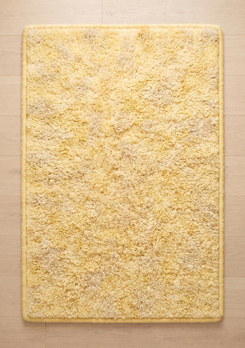 Saffron Rugs Hand Tufted 100% Wool Area Rug | Light Yellow Rectangular Rug | Cotton Backing | Shag Solid Carpet for Living Room - Indya