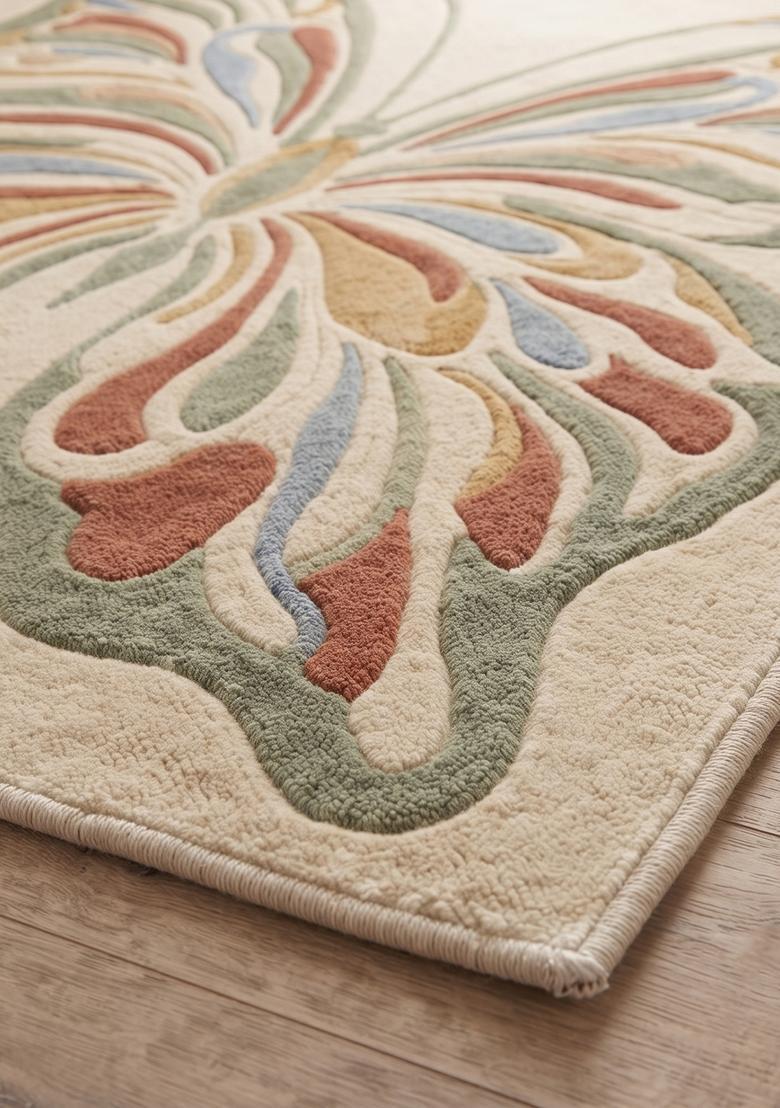 Saffron Rugs Hand Tufted 100% Wool Area Rug | Cream Multicolor Rectangular Rug | Cotton Backing | Bohemian Animal Print Carpet for Living Room - Indya