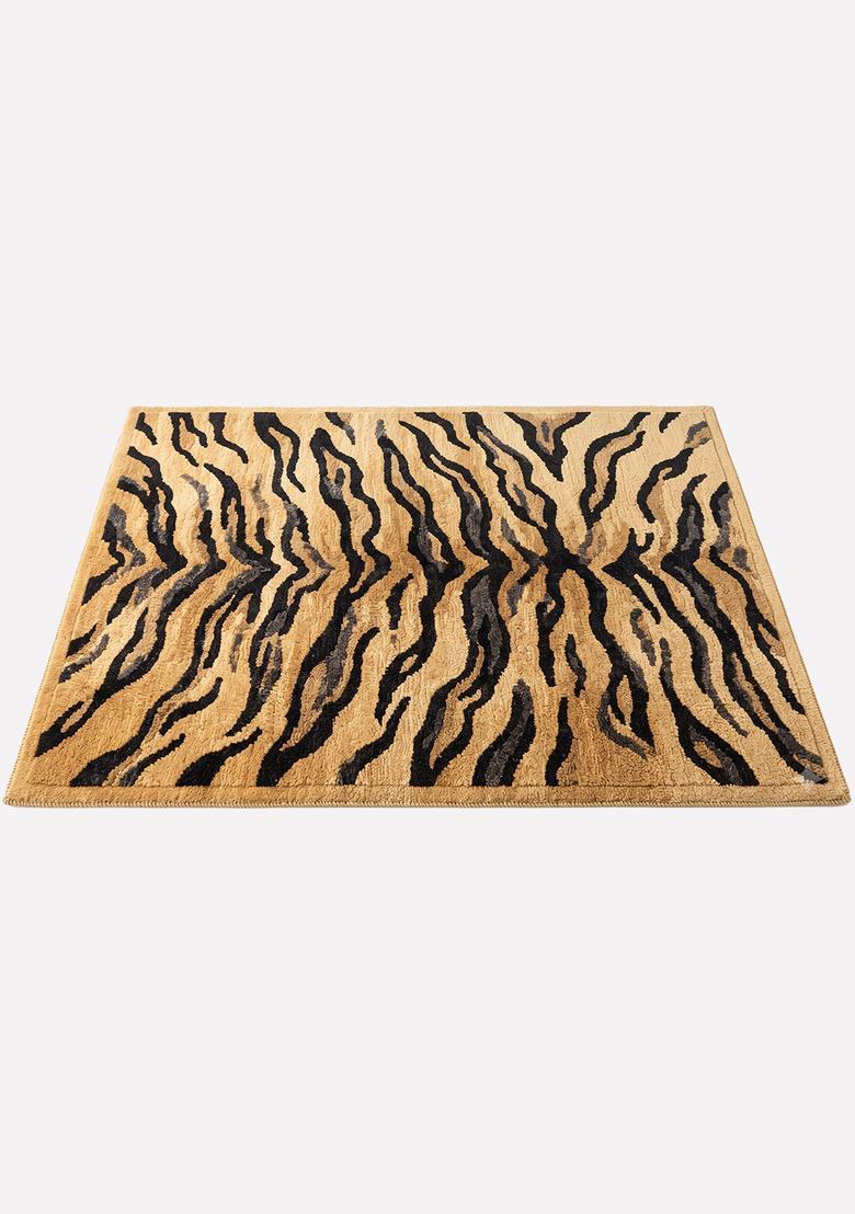 Saffron Rugs Hand Tufted 100% Wool Area Rug | Golden Tan Rectangular Rug | Cotton Backing | Contemporary Animal Print Carpet for Living Room - Indya