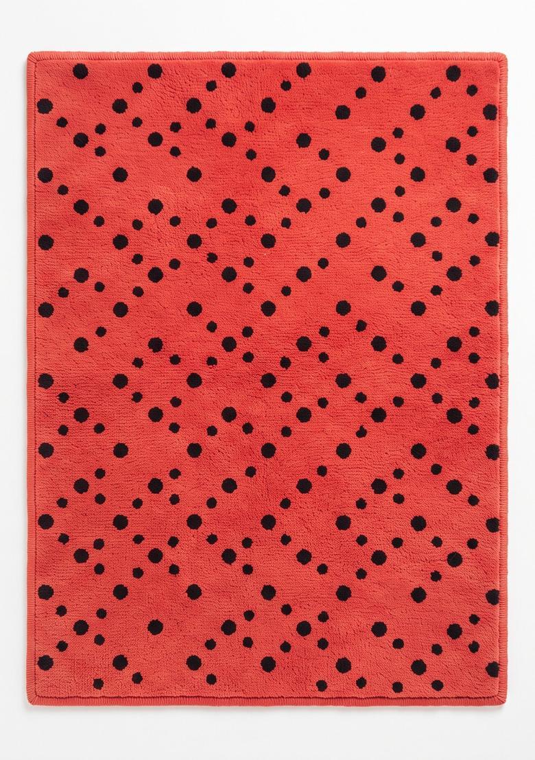 Saffron Rugs Hand Tufted 100% Wool Area Rug | Red Black Dots Rectangular Rug | Cotton Backing | Contemporary Animal Print Carpet for Living Room - Indya