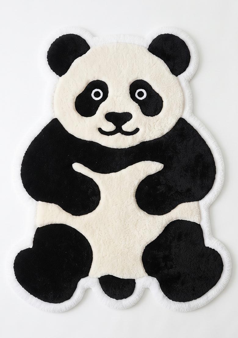 Saffron Rugs Hand Tufted 100% Wool Area Rug | Black and White Bear Rug | Cotton Backing | Casual Animal Print Carpet for Living Room - Indya