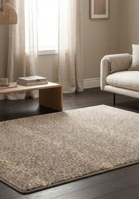 Saffron Rugs Hand Tufted 100% Wool Area Rug | Beige Rectangular Rug | Cotton Backing | Contemporary Animal Print Carpet for Living Room