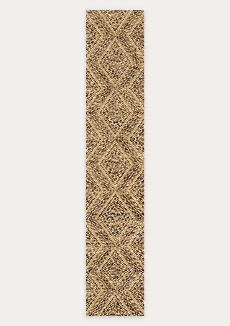 Washable Rugs Wool Blend Area Rug | Tan Beige Contemporary Geometric Non Slip Carpet For Kitchen - Indya