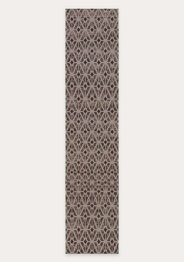 Washable Rugs Wool Blend Area Rug | Brown Beige Moroccan Trellis Non Slip Carpet For Kitchen - Indya