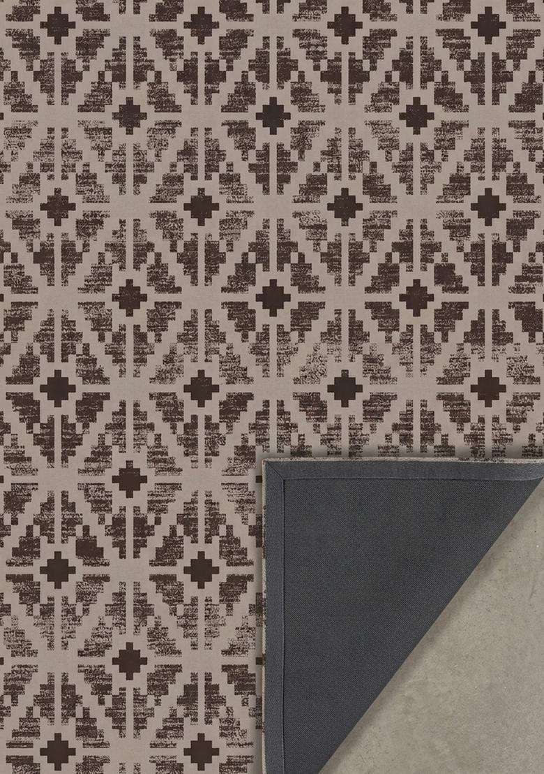 Washable Rugs Wool Blend Area Rug | Brown Beige Moroccan Trellis Non Slip Carpet For Kitchen - Indya