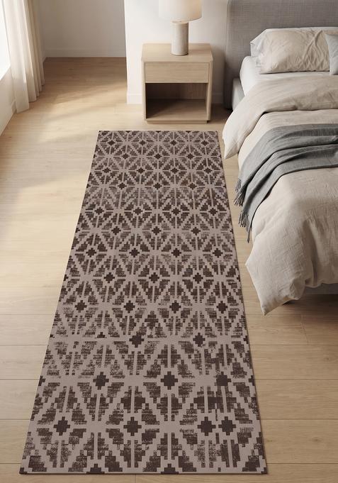 Saffron Rugs Wool Tufted Machine Washable Runner | Water Repellent Non Slip | Brown Beige Moroccan Trellis for Kitchen Bedroom Living Room Hallway