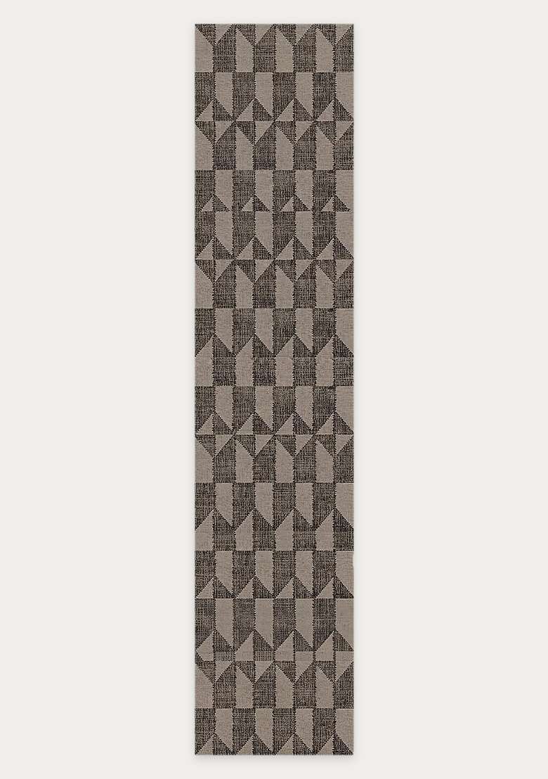 Washable Rugs Wool Blend Area Rug | Grey Beige Contemporary Geometric Non Slip Carpet For Kitchen - Indya