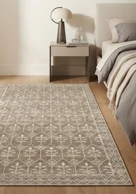 Saffron Rugs Wool Tufted Machine Washable Runner | Water Repellent Non Slip | Taupe Classic Trellis for Kitchen Bedroom Living Room Hallway