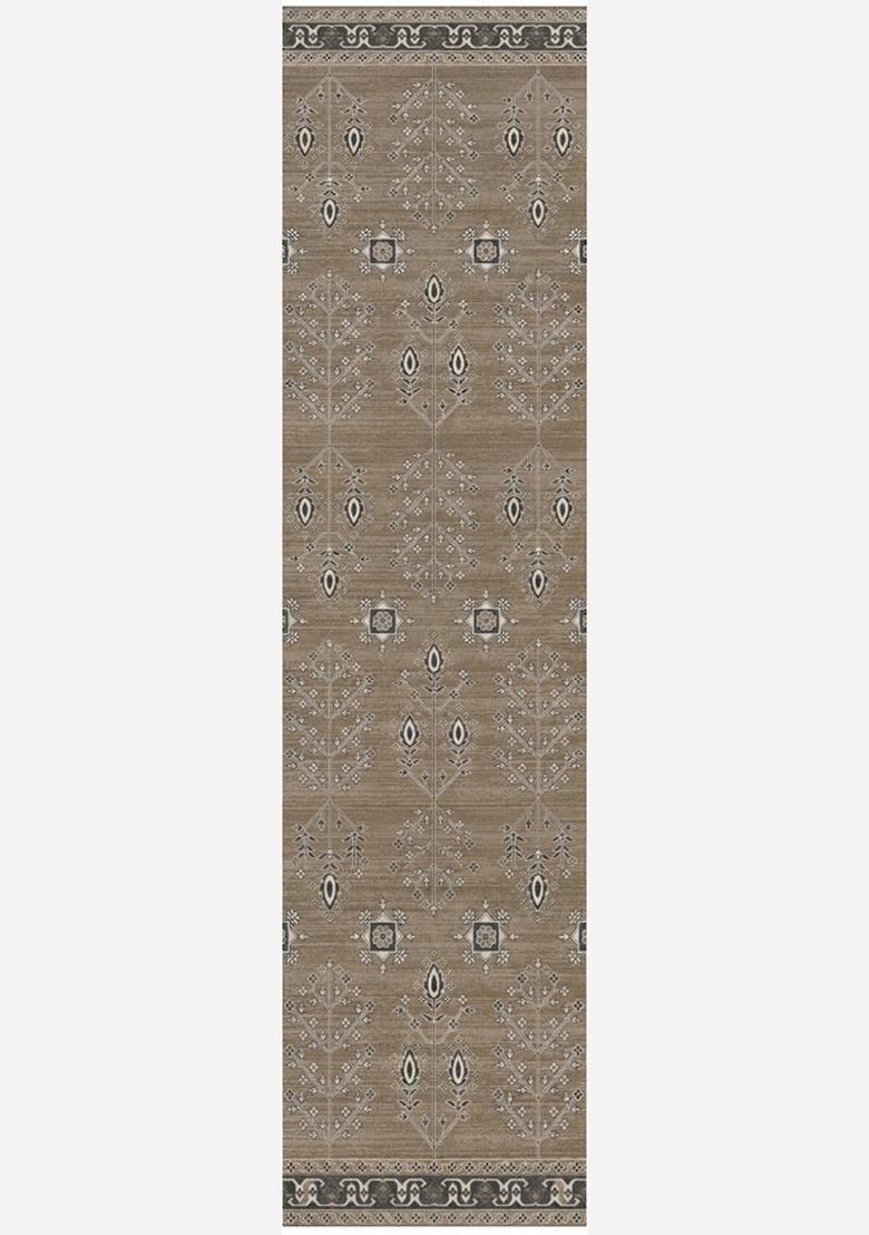 Saffron Rugs Wool Tufted Machine Washable Runner | Water Repellent Non Slip | Tan Beige Oriental Geometric for Kitchen Bedroom Living Room Hallway - Indya