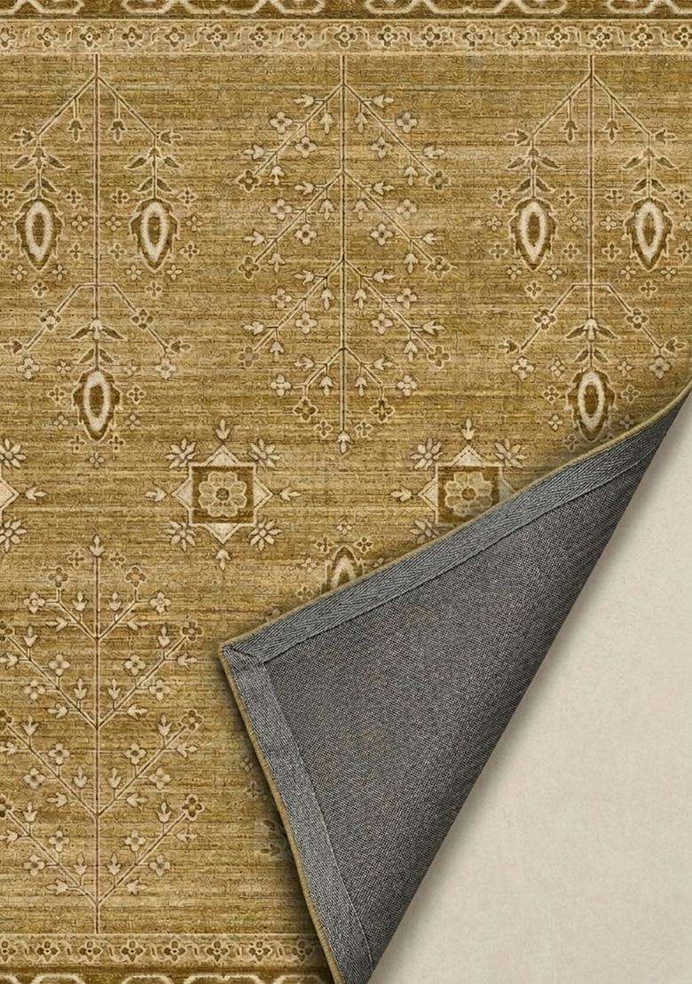 Saffron Rugs Wool Flat Woven Machine Washable Runner Non Slip | Olive Green 2 Oriental Geometric for Kitchen Bedroom Living Room Hallway - Indya