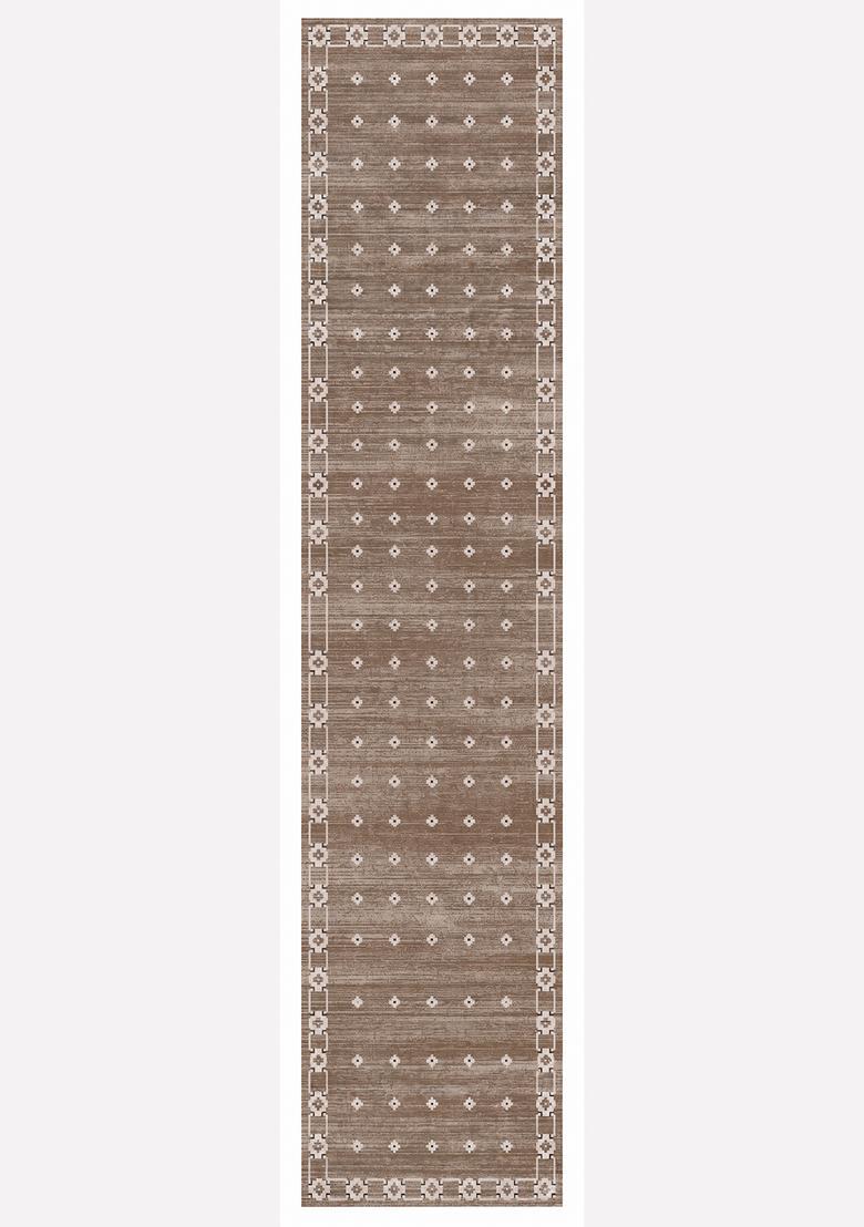 Saffron Rugs Wool Tufted Machine Washable Runner | Water Repellent Non Slip | Taupe Brown 2 Transitional Geometric for Kitchen Bedroom Living Room Hallway - Indya