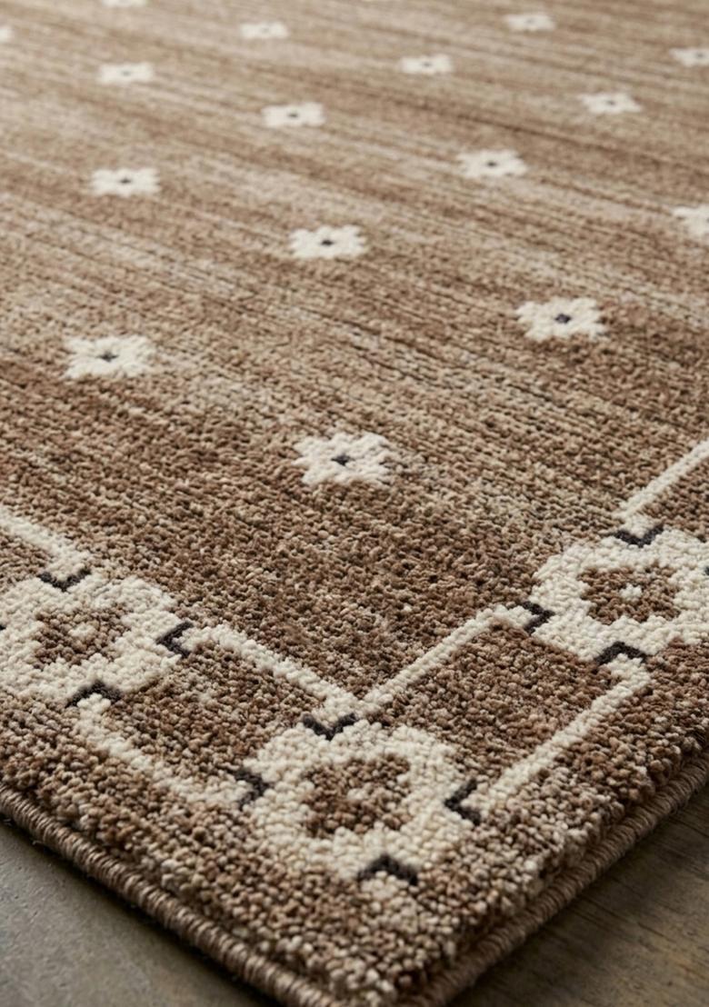 Saffron Rugs Wool Tufted Machine Washable Runner | Water Repellent Non Slip | Taupe Brown 2 Transitional Geometric for Kitchen Bedroom Living Room Hallway - Indya