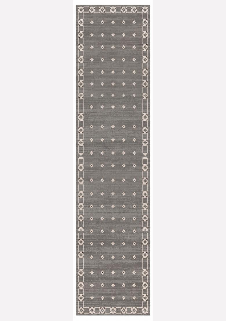 Saffron Rugs Wool Tufted Machine Washable Runner | Water Repellent Non Slip | Grey Transitional Geometric for Kitchen Bedroom Living Room Hallway - Indya