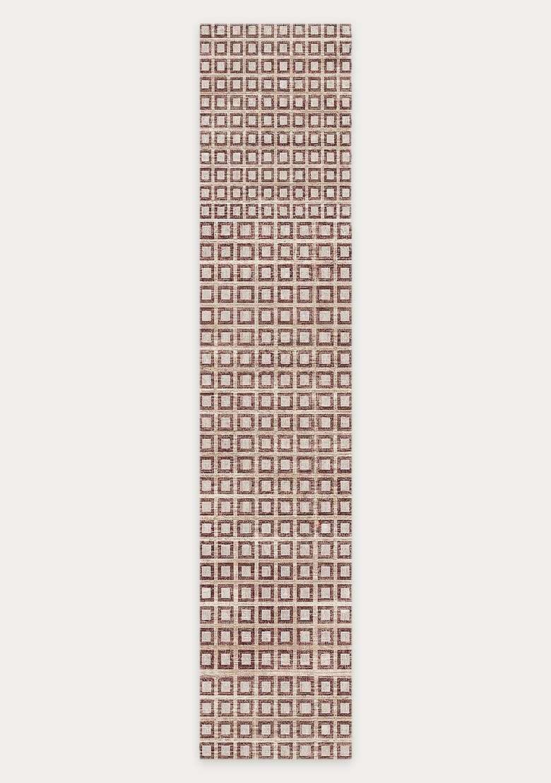 Washable Rugs Wool Blend Area Rug | Dusty Rose Beige Contemporary Geometric Non Slip Carpet For Kitchen - Indya